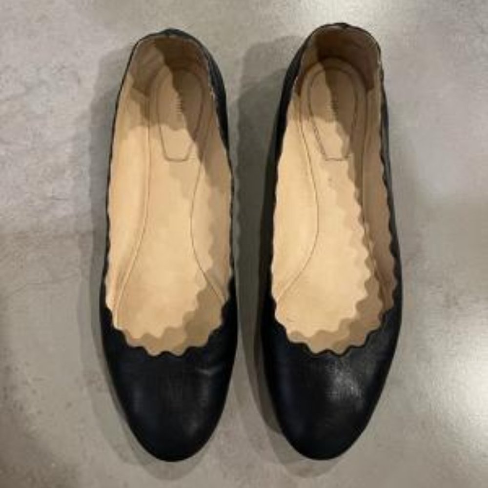 Chloe scalloped ballerina flats, size 41, navy, leather